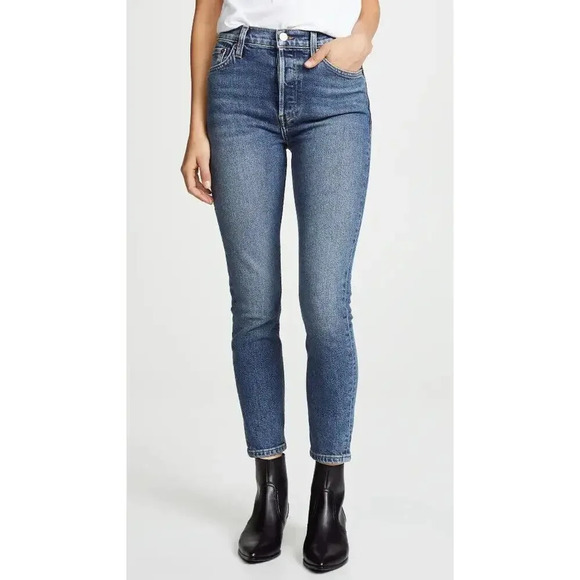 NWOT RE/DONE High Rise Ankle Crop Jeans Size 29 Mid 80S #BA401 - Picture 1 of 15